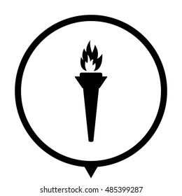 torch - black vector  icon; map pointer