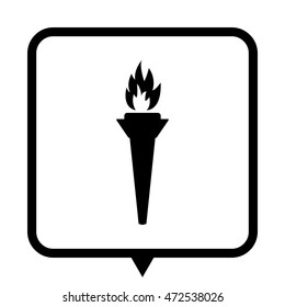 torch - black vector icon;  message bubble