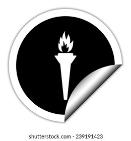 torch - black vector icon. Round sticker.