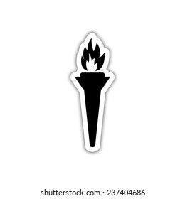 torch  - black vector icon with shadow