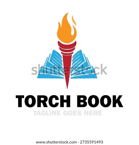 Torch Book logo design template vector