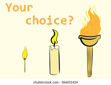 Torch candle and matchstick