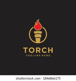 Torch circle gold minimalist logo design inspiration