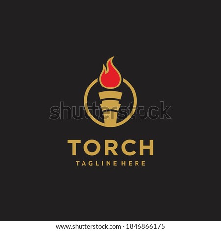 Torch circle gold minimalist logo design inspiration