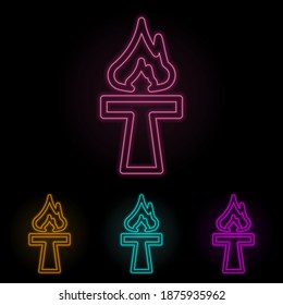 torch color neon set. Simple thin line, outline vector of web icons for ui and ux, website or mobile application