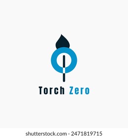 Torch combined logo with number zero.