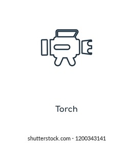 Torch concept line icon. Linear Torch concept outline symbol design. This simple element illustration can be used for web and mobile UI/UX.