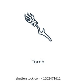 Torch concept line icon. Linear Torch concept outline symbol design. This simple element illustration can be used for web and mobile UI/UX.