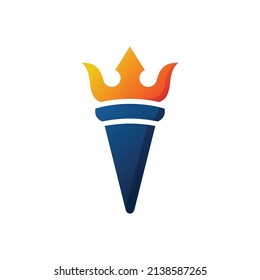 Torch and crown logo design