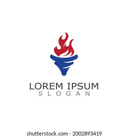 Torch Cup with fire logo template Vector illustration fire torch design