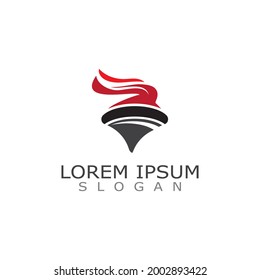Torch Cup with fire logo template Vector illustration fire torch design
