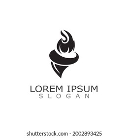Torch Cup with fire logo template Vector illustration fire torch design