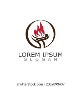 Torch Cup with fire logo template Vector illustration fire torch design