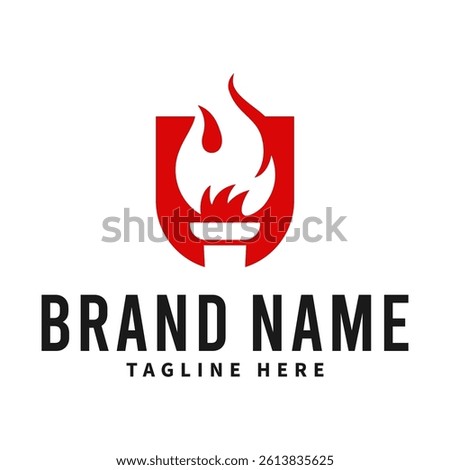 torch design logo in shield shape