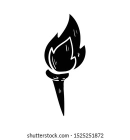 torch doodle icon vector hand drawing flat black