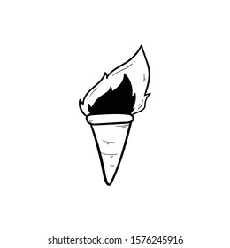 torch doodle icon vector hand drawing