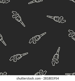 torch doodle seamless pattern background