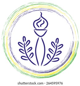 torch doodle symbol in color circle eps10