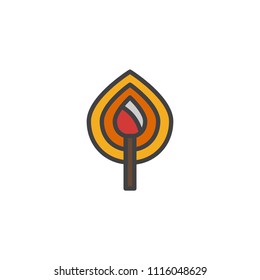 Torch filled outline icon, line vector sign, linear colorful pictogram isolated on white. Burning torch symbol, logo illustration. Pixel perfect vector graphics