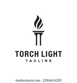 Torch Fire Flame Light Logo Design Vector, Torch logo design inspiration, vector Illustration