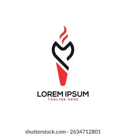 Torch fire flame logo design modern minimal creative concept