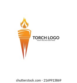 Torch Fire Flame with Pillar column logo design.