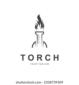  Torch Fire Flame with Pillar column logo design with slogan template
