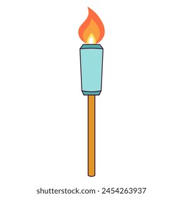 Torch with fire flat icon