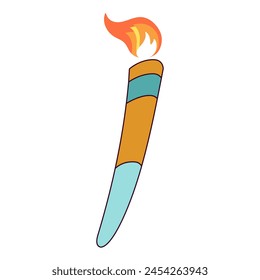 Torch with fire flat icon