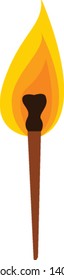 Torch with fire hand drawn design, illustration, vector on white background.