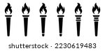 Torch fire icon. Burning torch icon, vector illustration