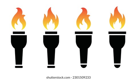 Torch fire icon. Burning torch icon, vector illustration