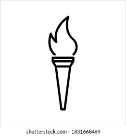 Torch with fire icon, isolated on white background eps 10