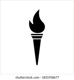 Antorcha con icono de fuego, aislada en el fondo blanco eps 10