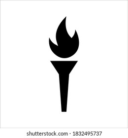 Torch with fire icon, isolated on white background eps 10