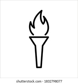 Torch with fire icon, isolated on white background eps 10