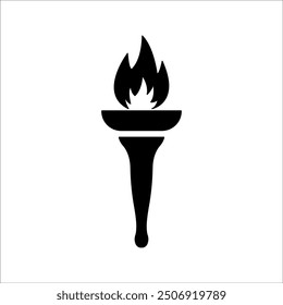 Conjunto de iconos de Vector de icono de fuego de antorcha. Antorcha olímpica de la torre Eiffel, icono de llama olímpica.