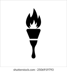 Conjunto de iconos de Vector de icono de fuego de antorcha. Antorcha olímpica de la torre Eiffel, icono de llama olímpica.