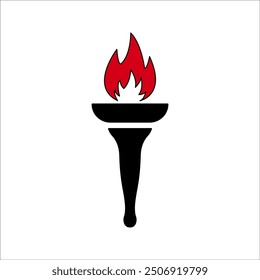 Conjunto de iconos de Vector de icono de fuego de antorcha. Antorcha olímpica de la torre Eiffel, icono de llama olímpica.