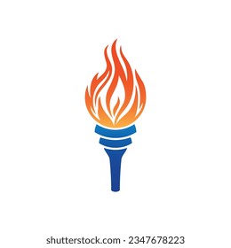 Torch Fire Icon vector of Torchlight Flame Logo clipart, flaming flambeau symbol hot energy sign. isolated on white background.