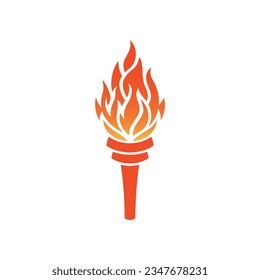 Torch Fire Icon vector of Torchlight Flame Logo clipart, flaming flambeau symbol hot energy sign. isolated on white background.