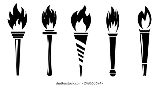 Colección de iconos de fuego de antorcha. Vector
