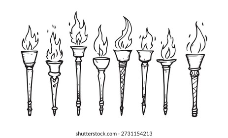 Taschenlampe mit Feuerlinie Kunst Zeichnung glühend mit intensiven Flammen