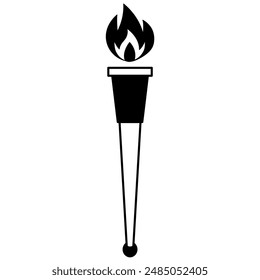 Torch with fire line icon. Vector illustration