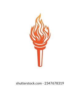 Torch Fire Logo clipart of Torchlight Flame Icon vector, flaming flambeau sign hot burn symbol. isolated on white background.