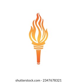 Torch Fire Logo clipart of Torchlight Flame Icon vector, flaming flambeau sign hot burn symbol. isolated on white background.