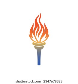 Torch Fire Logo clipart of Torchlight Flame Icon vector, flaming flambeau sign hot burn symbol. isolated on white background.