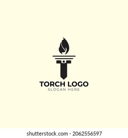 torch and fire logo or icon design. Vector illustration