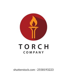 Torch fire logo icon hipster vector design template