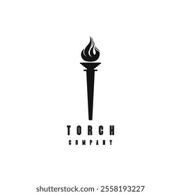 Torch fire logo icon hipster vector design template